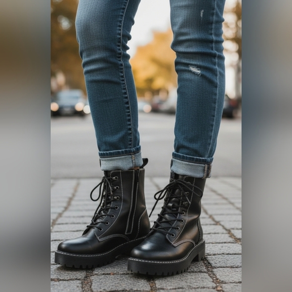 Madden Girl Hawke Black Lace-Up Combat Boots - Picture 10 of 10